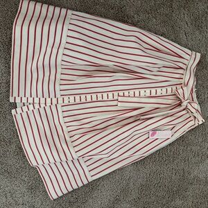 New York & Company Red and White Striped Midi Skirt